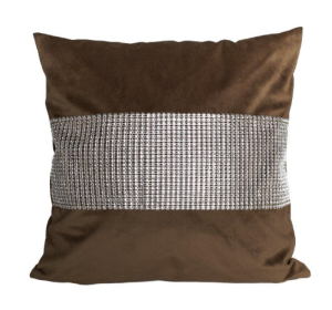 Poszewka Welurowa 40x40 Brązowa z Cyrkoniami