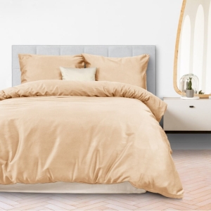 Pościel Bawełna Satynowa 220x200 - Jasny Beż Jednobarwna