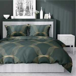 Pościel Bawełna Satynowa 220x200 - Fale Złote Butelkowa