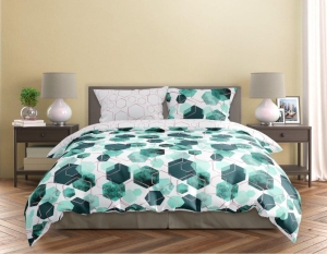 Pościel Bawełna Satynowa 220x200 - Miętowa Geometria