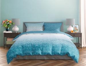 Pościel Bawełna Satynowa 160x200 - Turkusowo-Niebieska Mandala