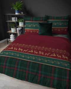 Pościel Flanelowa 220x200 - Świąteczna Merry Christmas Czerwień