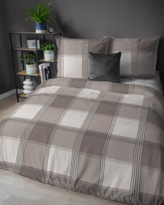 Pościel Flanelowa 220x200 - Beżowa Kratka
