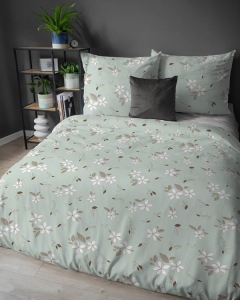 Pościel Flanelowa 220x200 - Floralny Motyw Kwiatowy Niebieski