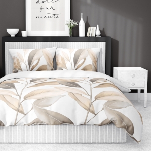 Pościel Bawełna Satynowa 160x200 - Wzór Liściasty