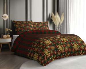 Pościel Bawełna Satynowa 160x200 - Świąteczny Wzór Śnieżynki