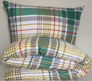 Pościel Bawełniana Anmar 200x200 - Zielono-Żółta Kratka