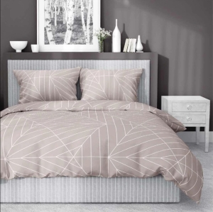 Pościel Bawełna Satynowa 220x200 - Bezowa Geometria