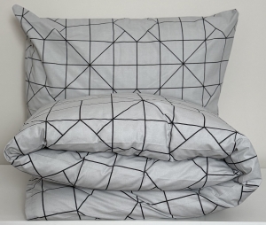 Pościel Bawełniana Anmar 220x200 - Popielata Symetria