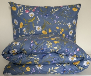 Pościel Bawełniana Anmar 220x200 - Stokrotki Niebieskie Tło