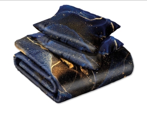 Pościel Bawełna Satynowa Nobile 160x200 - Granatowo-Złoty Marble