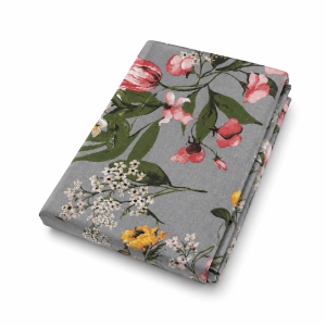 Prześcieradło Bawełniane 220x200 -  Botaniczny Wzór Szarość