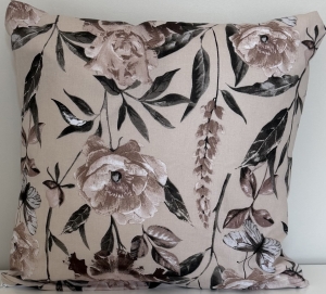 Poszewka Bawełniana Anmar 40x40 - Beżowo-Brązowe Kwiaty