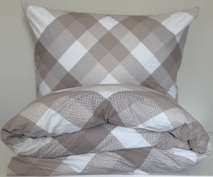 Pościel Bawełniana Anmar Classic 160x200 - Kratka Cappuccino