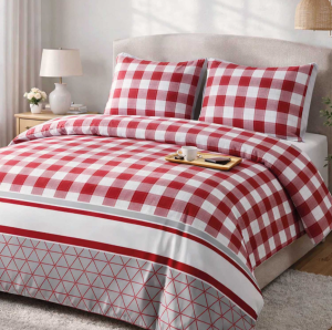 Pościel Flanelowa 220x200 - Czerwona Kratka