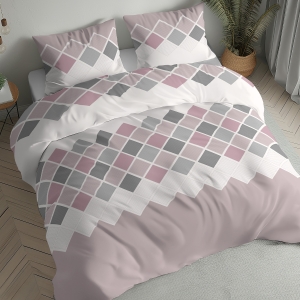 Pościel Flanelowa 160x200 - Pudrowe Romby