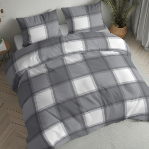 Pościel Flanelowa 220x200 - Antracytowa Kratka